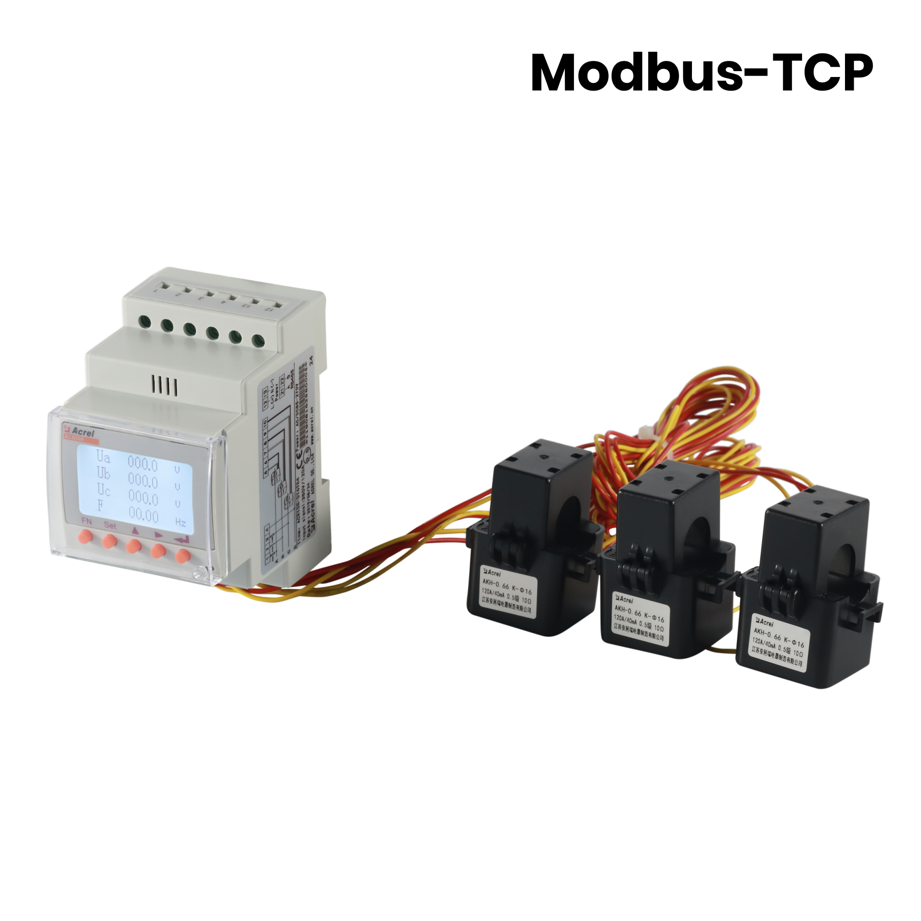Medidor de energía trifásico de CA Modbus-TCP con comunicación Ethernet con CT externos